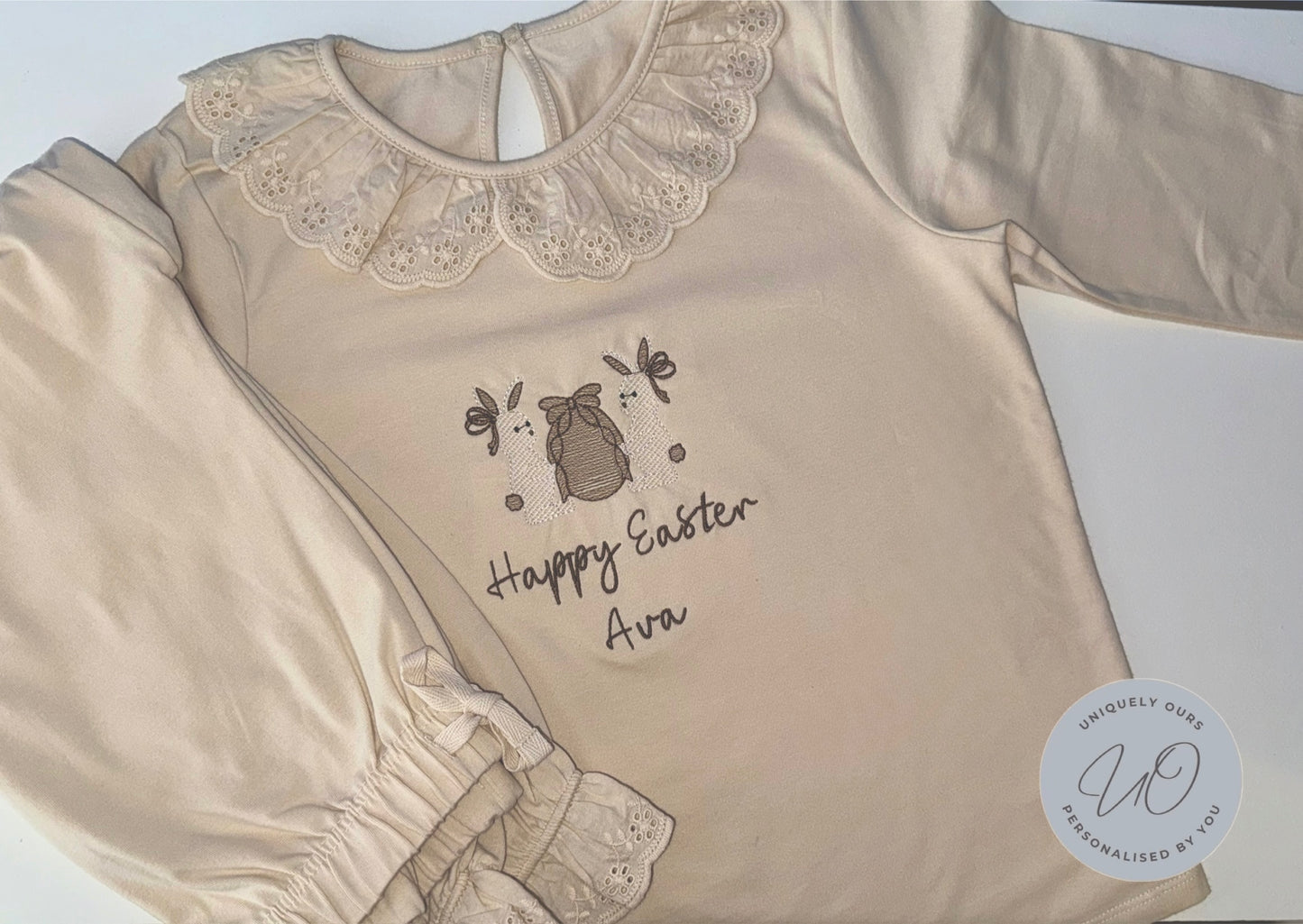 Beige Frilly Easter PJs